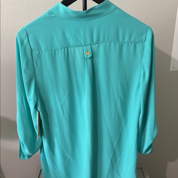 Tacera Blue Relaxed Blouse with Cuffed Sleeves - Picture 6 of 9